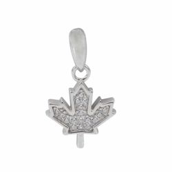 Sterling Maple Leaf Pendant with CZs Sterling Maple Leaf Pendant with CZs